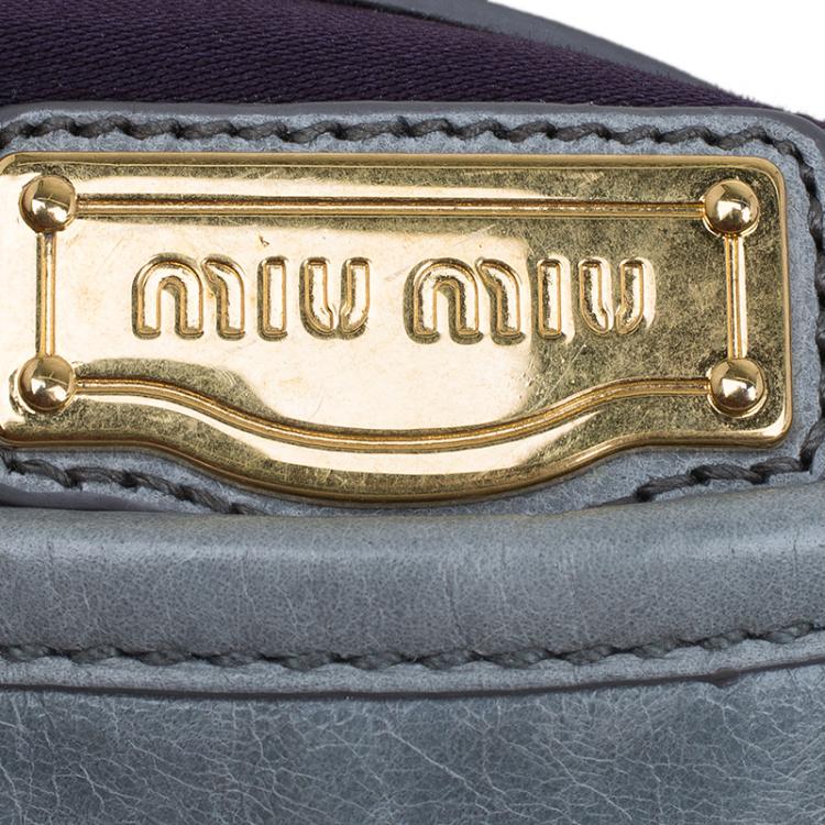 Pre Owned Miu Miu Light Green Matelasse Lux Leather Small Coffer Hobo