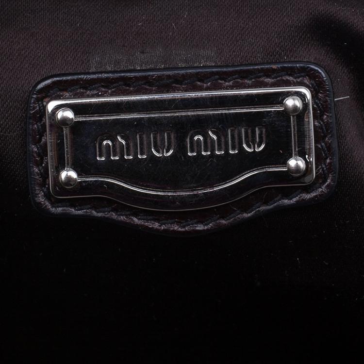 Pre Owned Miu Miu Brown Pleated Flap Hobo