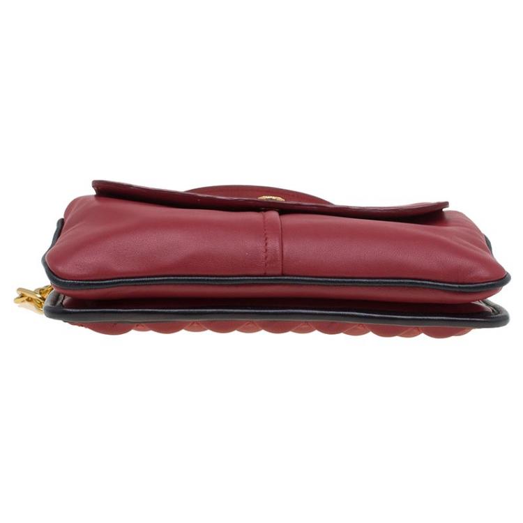 Pre Owned Miu Miu Red Quilted Leather Crossbody Bag