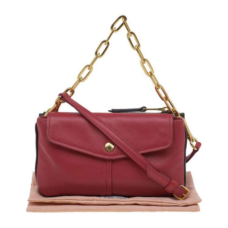 Pre Owned Miu Miu Red Quilted Leather Crossbody Bag