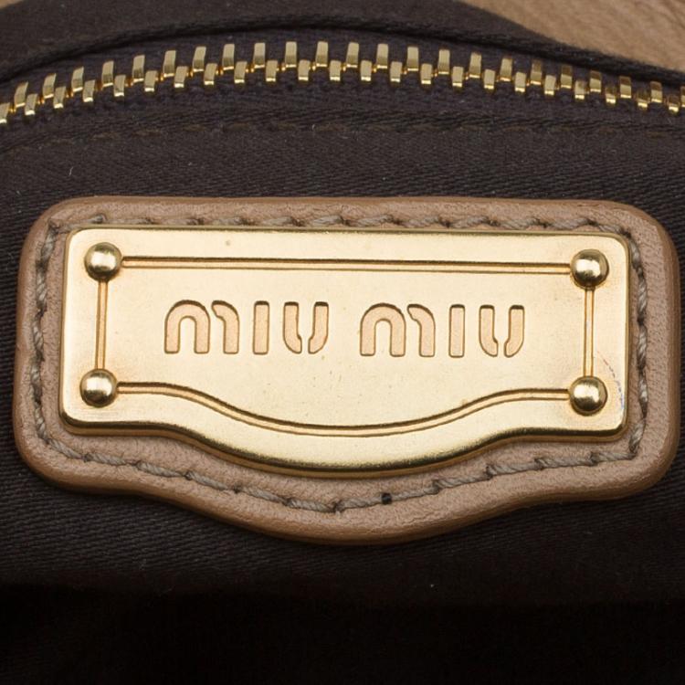 Pre Owned Miu Miu Brown Matelasse Leather Hobo