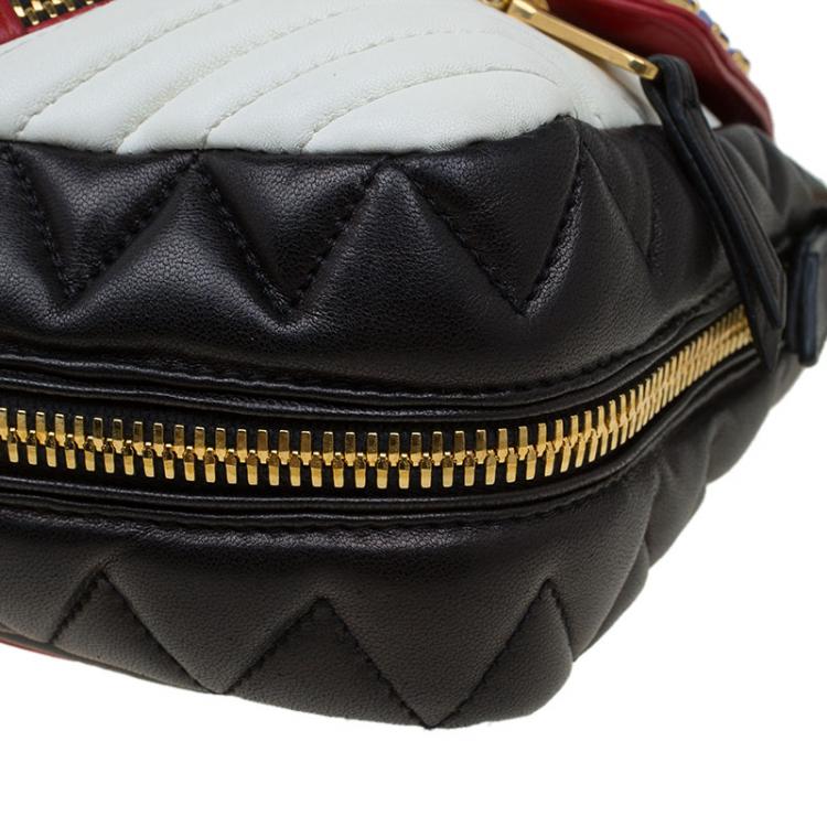 Pre Owned Miu Miu Multicolor Leather Jewel Embellished Biker Shoulder Bag