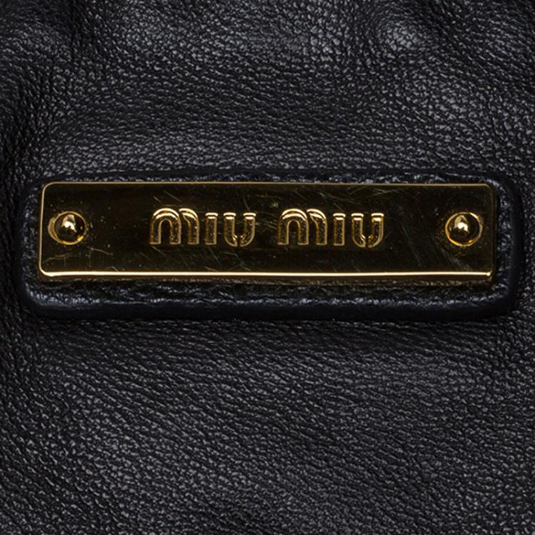 Pre Owned Miu Miu Bi Color Leather Cloud Shoulder Bag