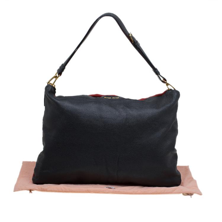Pre Owned Miu Miu Bi Color Leather Cloud Shoulder Bag