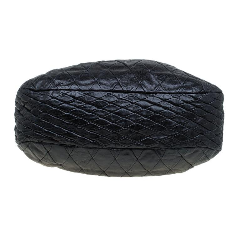 Pre Owned Miu Miu Black Quilted Leather Hobo