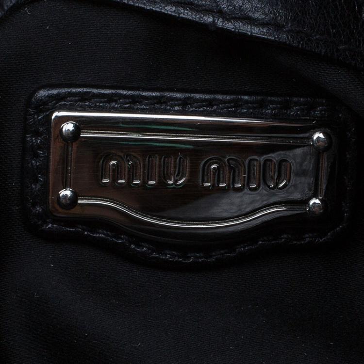 Pre Owned Miu Miu Black Quilted Leather Hobo