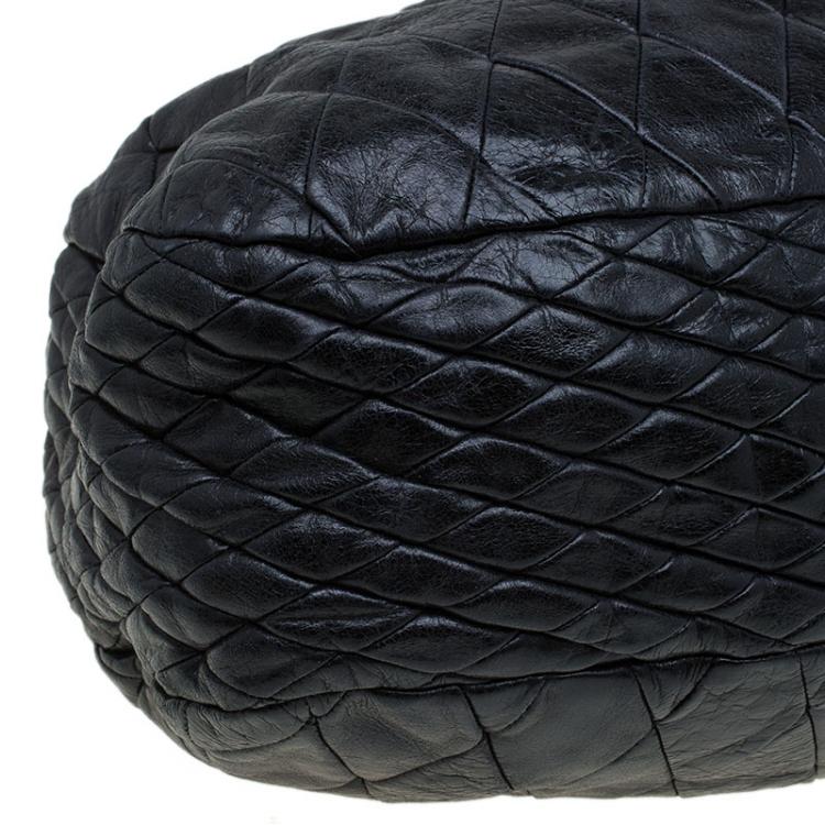 Pre Owned Miu Miu Black Quilted Leather Hobo