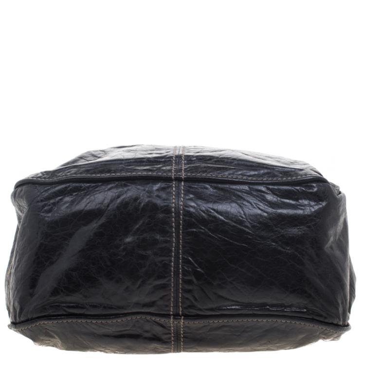 Pre Owned Miu Miu Black Vitello Lux Leather Frame Top Handle Bag