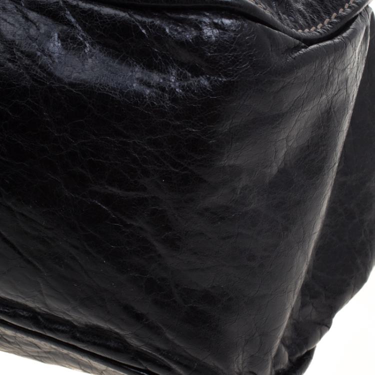 Pre Owned Miu Miu Black Vitello Lux Leather Frame Top Handle Bag