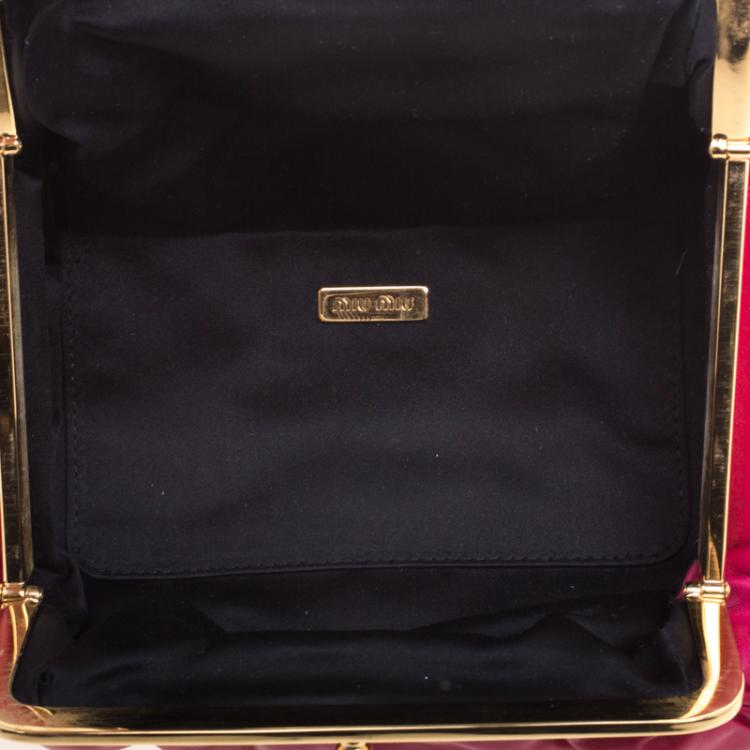 Pre Owned Miu Miu Pink Soft Leather Clutch