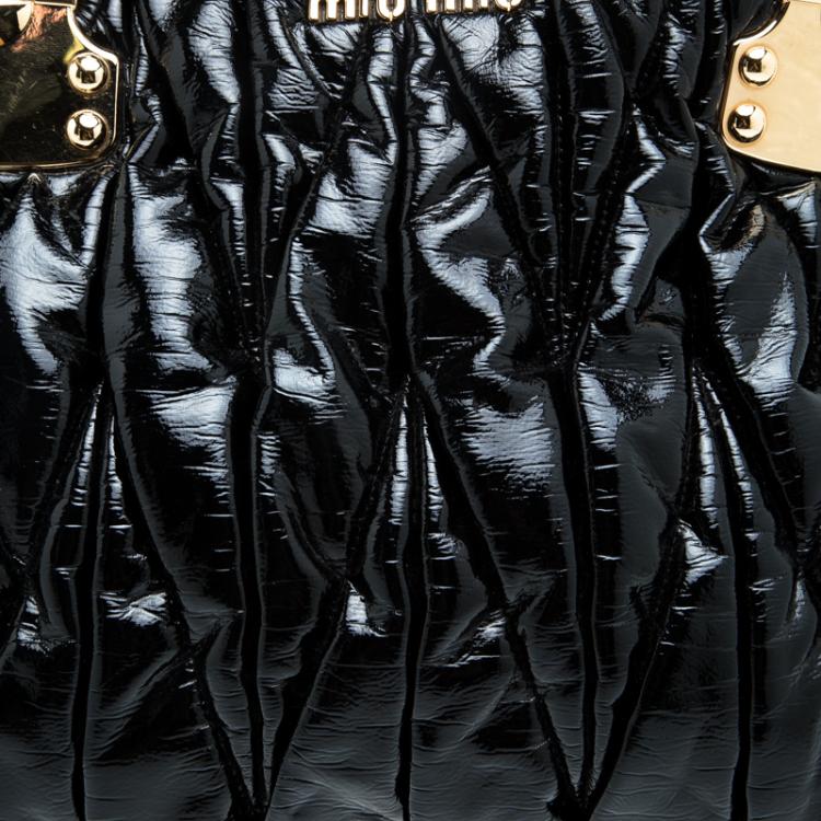Pre Owned Miu Miu Black Matelasse Patent Leather Satchel