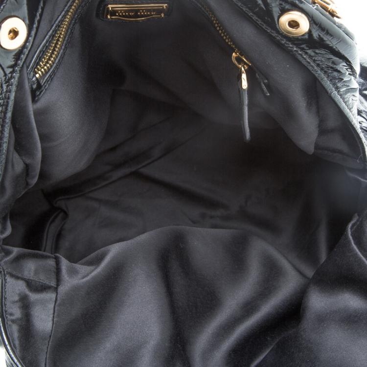 Pre Owned Miu Miu Black Matelasse Patent Leather Satchel