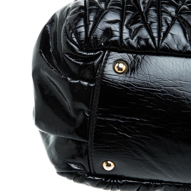 Pre Owned Miu Miu Black Matelasse Patent Leather Satchel