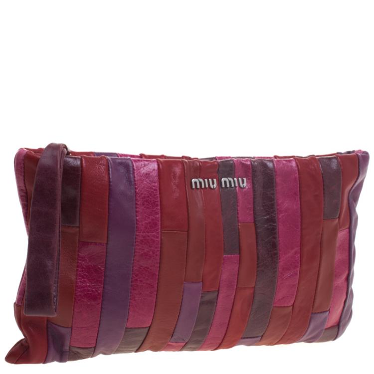 Pre Owned Miu Miu Multicolor Patchwork Nappa Leather Wrislet Clutch