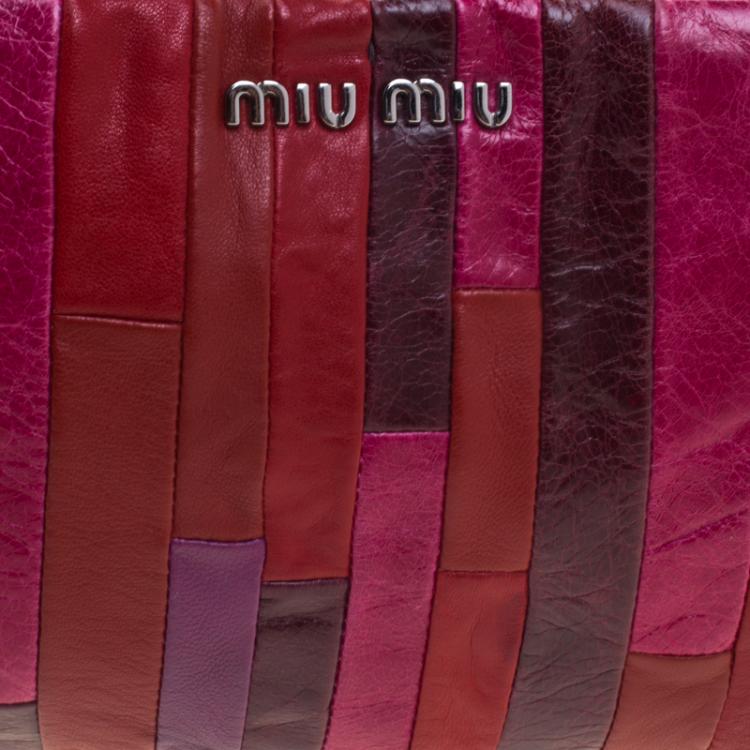 Pre Owned Miu Miu Multicolor Patchwork Nappa Leather Wrislet Clutch