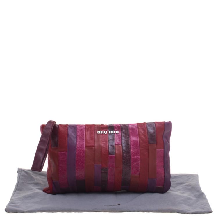 Pre Owned Miu Miu Multicolor Patchwork Nappa Leather Wrislet Clutch