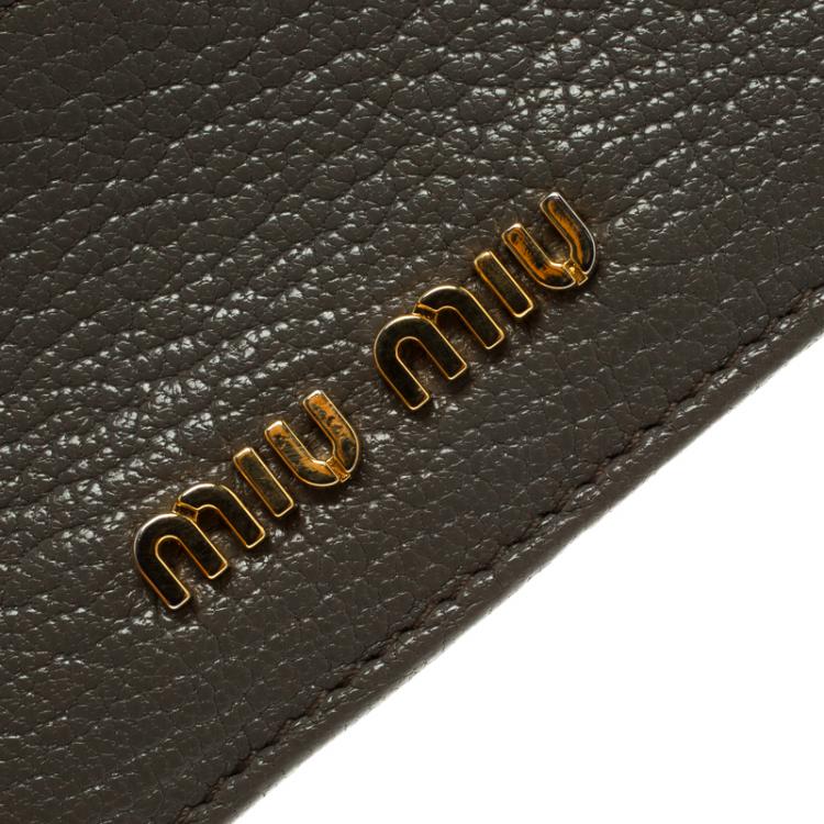 Pre Owned Miu Miu Grey/Brown Leather Accordion Card Holder
