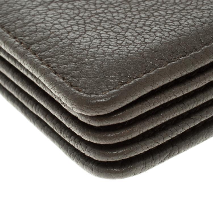 Pre Owned Miu Miu Grey/Brown Leather Accordion Card Holder