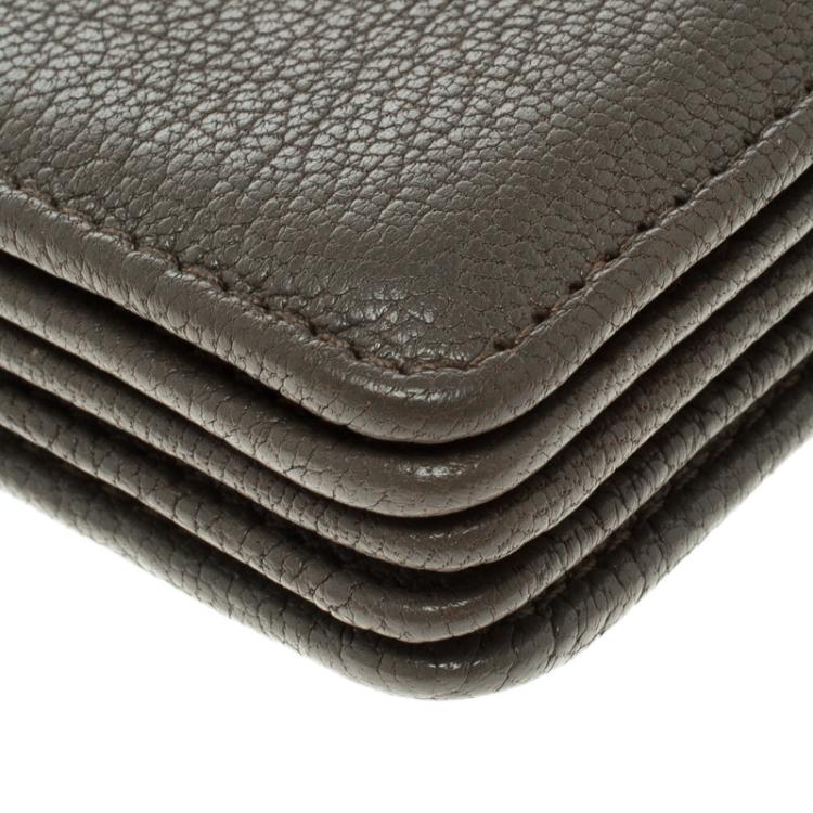 Pre Owned Miu Miu Grey/Brown Leather Accordion Card Holder