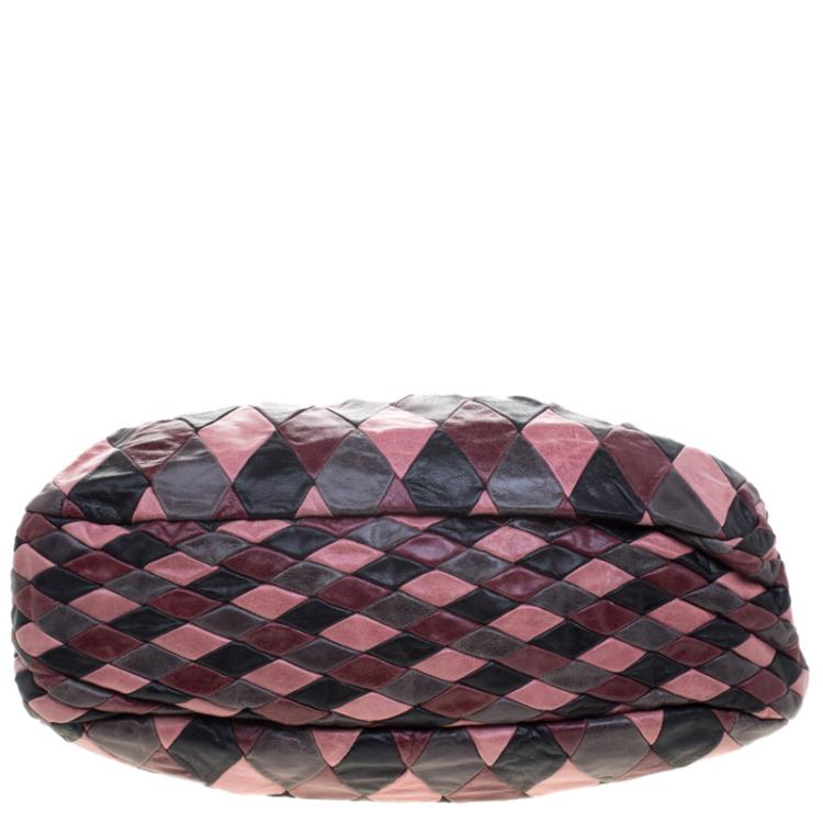 Pre Owned Miu Miu Multicolor Patchwork Leather Harlequin Hobo