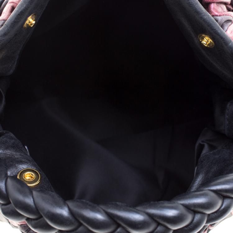 Pre Owned Miu Miu Multicolor Patchwork Leather Harlequin Hobo