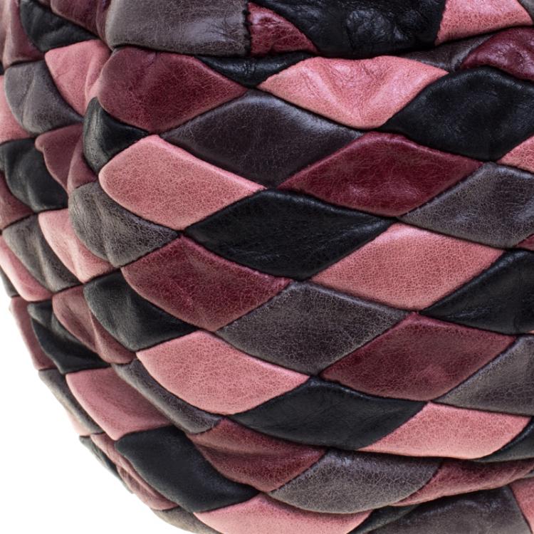 Pre Owned Miu Miu Multicolor Patchwork Leather Harlequin Hobo