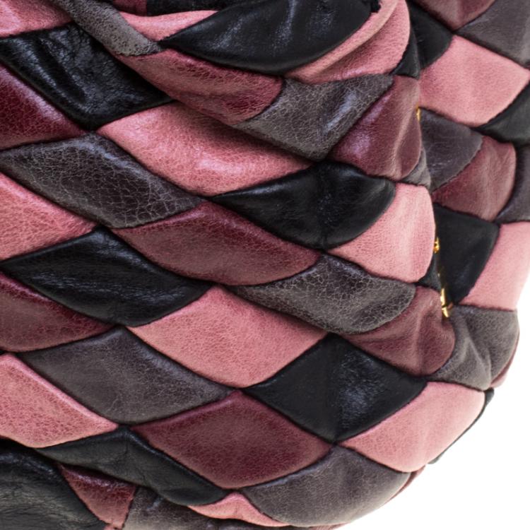 Pre Owned Miu Miu Multicolor Patchwork Leather Harlequin Hobo
