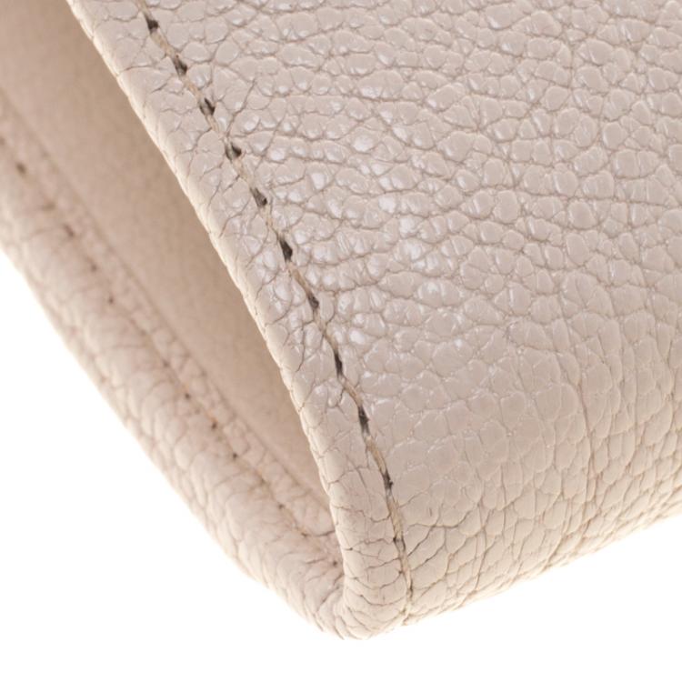 Pre Owned Miu Miu Off White/ Beige Leather Chain Clutch Bag