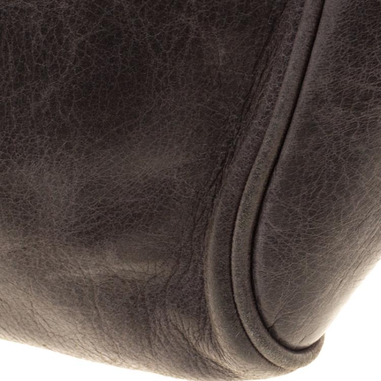 Pre Owned Miu Miu Grey Leather Bow Tote