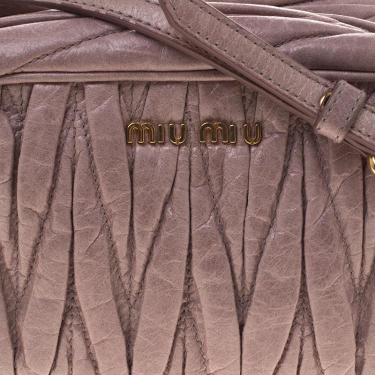 Pre Owned Miu Miu Lilac Matelasse Nappa Leather Mini Zipper Shoulder Bag