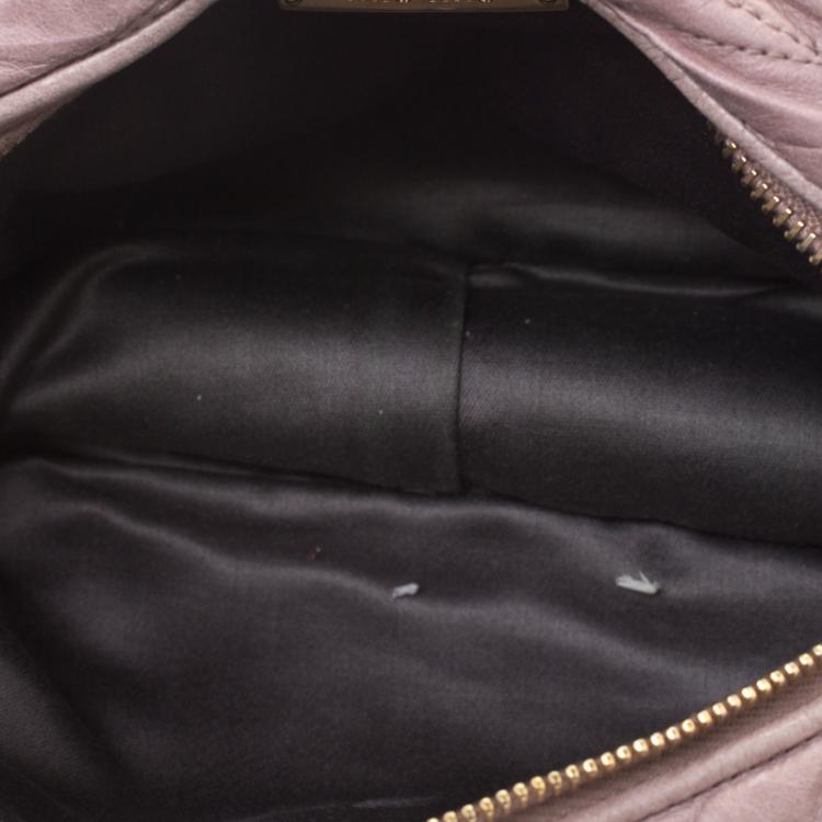 Pre Owned Miu Miu Lilac Matelasse Nappa Leather Mini Zipper Shoulder Bag