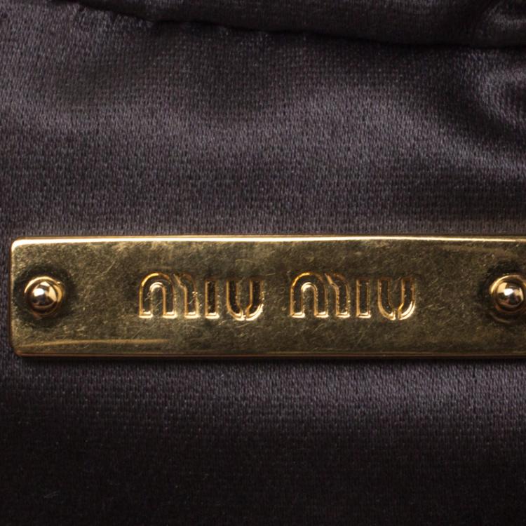 Pre Owned Miu Miu Lilac Matelasse Nappa Leather Mini Zipper Shoulder Bag