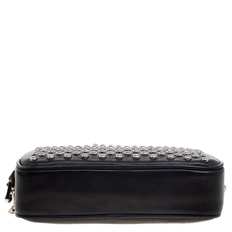 Pre Owned Miu Miu Black Leather Mini Studded Pouch