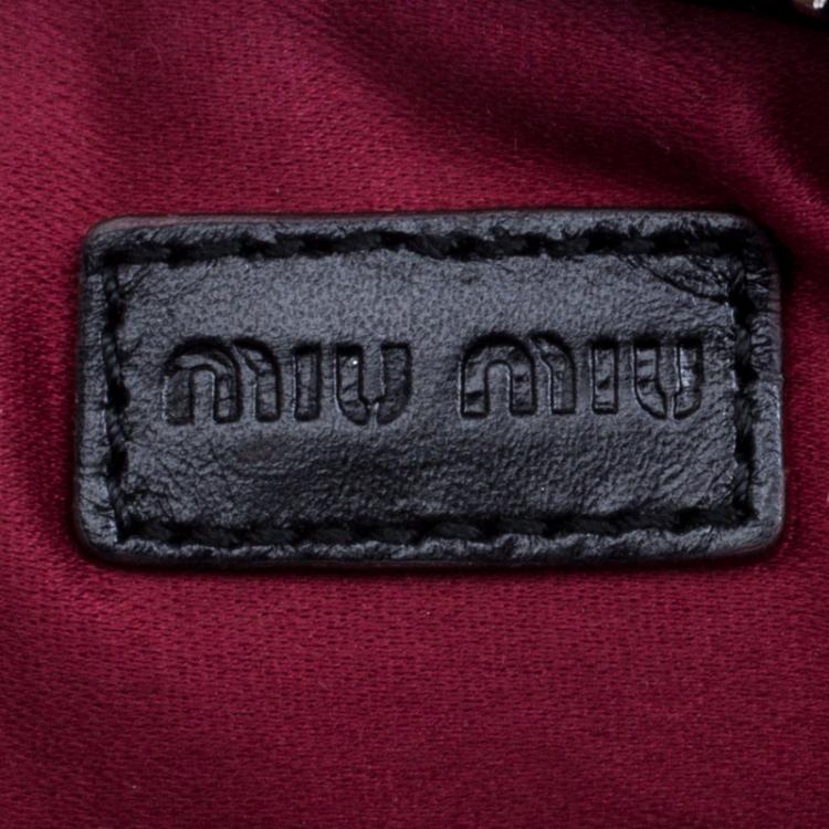 Pre Owned Miu Miu Black Leather Mini Studded Pouch