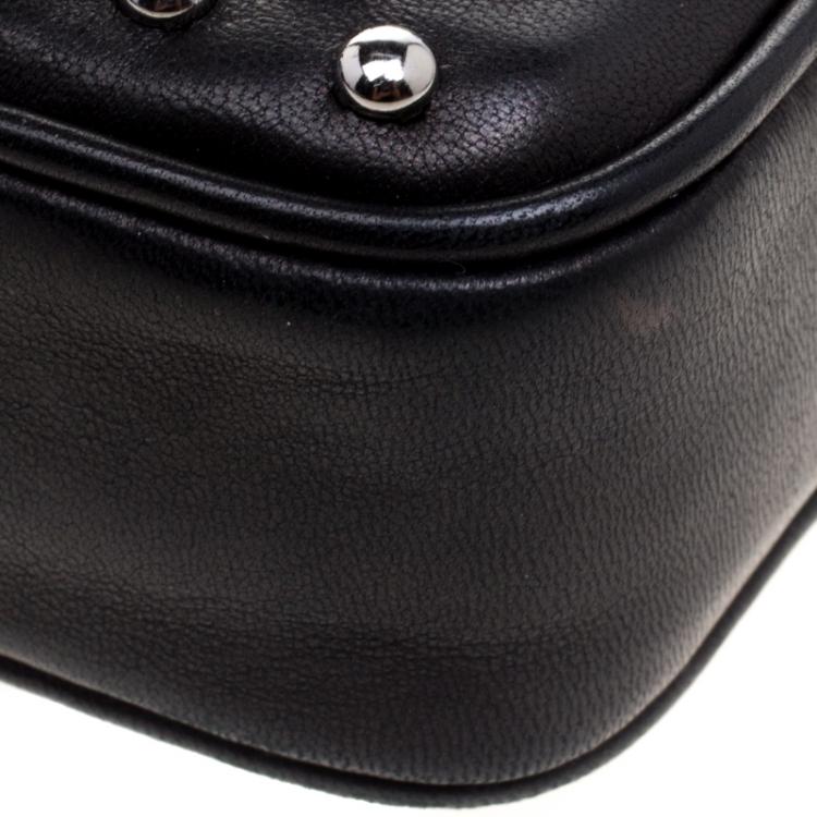 Pre Owned Miu Miu Black Leather Mini Studded Pouch