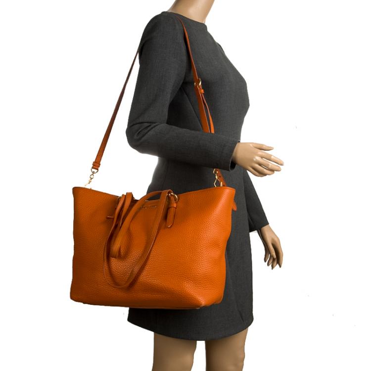 Pre Owned Miu Miu Orange Leather Convertible Tote