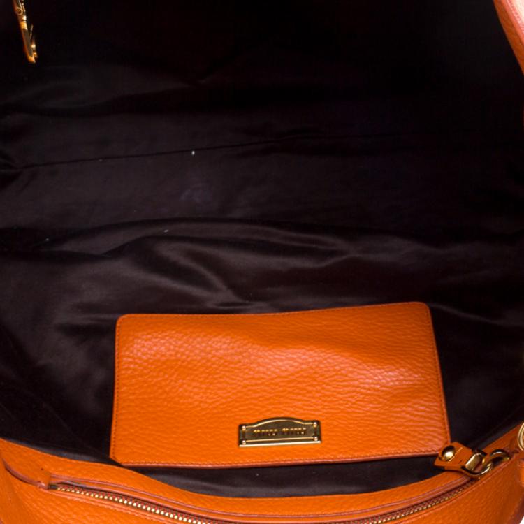 Pre Owned Miu Miu Orange Leather Convertible Tote