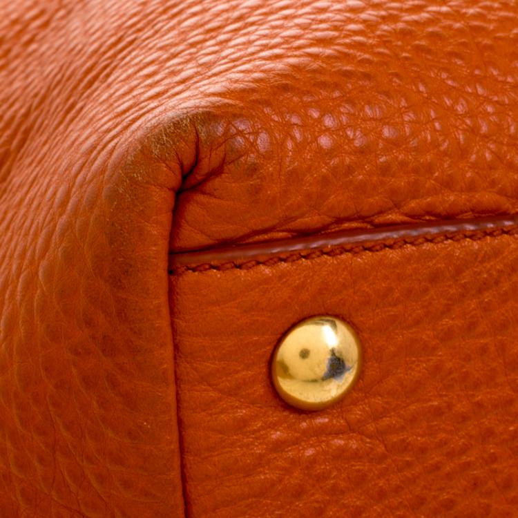 Pre Owned Miu Miu Orange Leather Convertible Tote