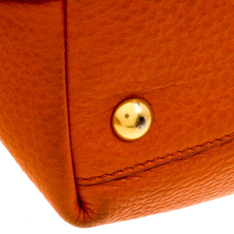 Pre Owned Miu Miu Orange Leather Convertible Tote