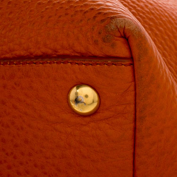 Pre Owned Miu Miu Orange Leather Convertible Tote