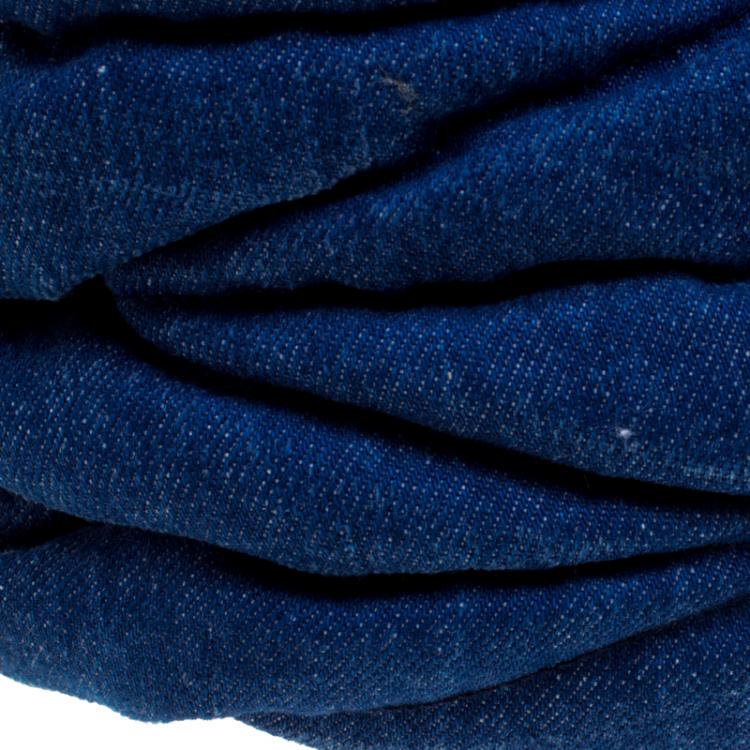 Pre Owned Miu Miu Blue/Brown Matelasse Denim and Leather Hobo