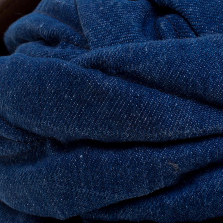 Pre Owned Miu Miu Blue/Brown Matelasse Denim and Leather Hobo