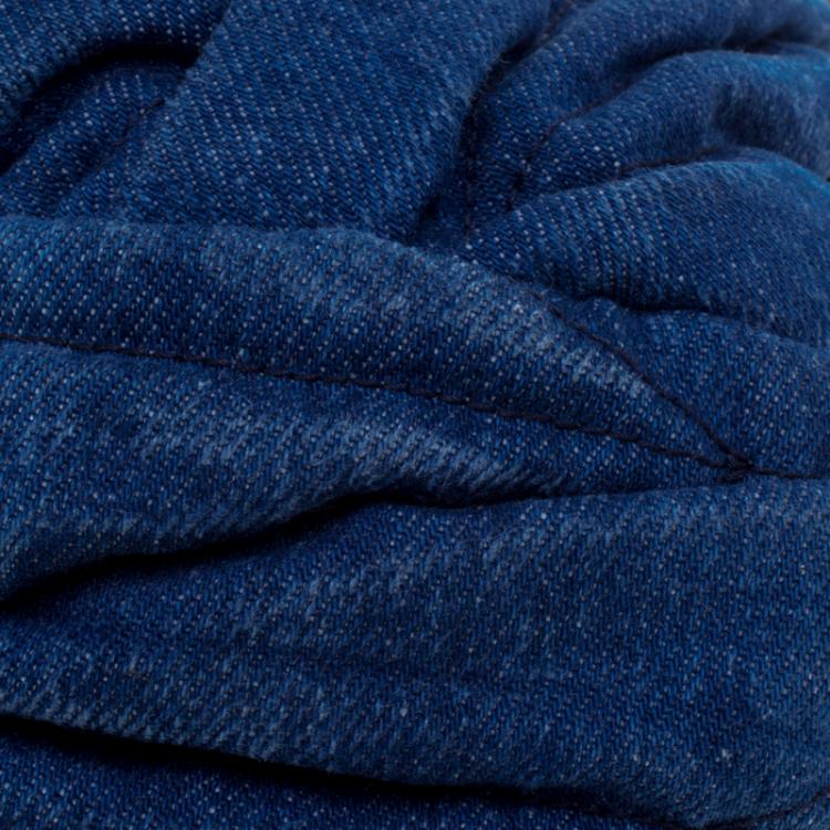 Pre Owned Miu Miu Blue/Brown Matelasse Denim and Leather Hobo