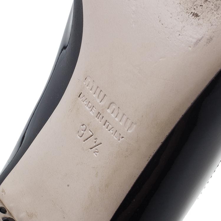 Pre Owned Miu Miu Black Patent Crystal Heel Smoking Slippers Size 37.5 