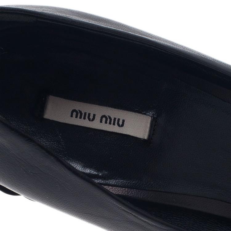Pre Owned Miu Miu Black Leather Platform Pumps Size 38