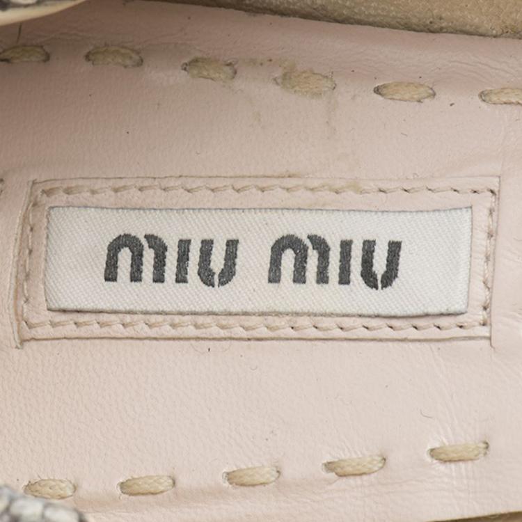 مملوكة مسبقًا Miu Miu Python Bow Open Toe Ballet Flats Size 37.5