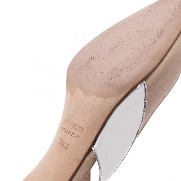 Pre Owned Miu Miu Two Tone Leather Slingback Sandals Size 36.5