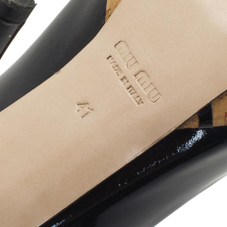 Pre Owned Miu Miu Black Patent Peep Toe Platform Pumps Size 41