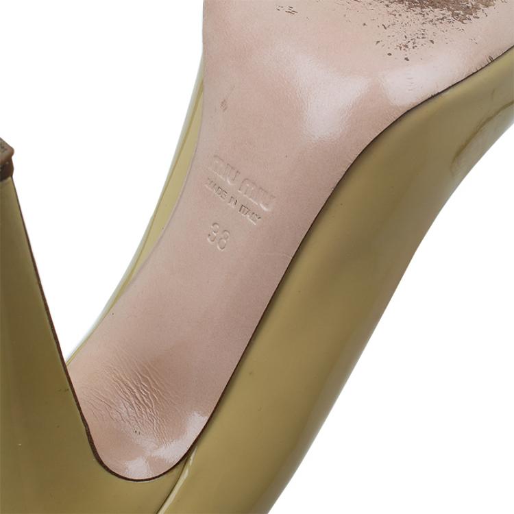 Pre Owned Miu Miu Yellow Patent Hidden Platform Pumps Size 38 