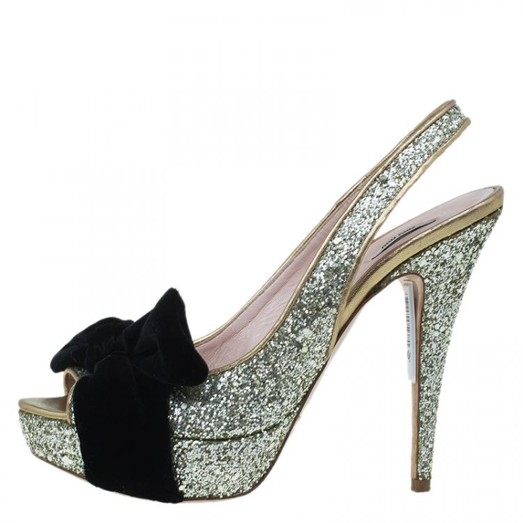 Miu miu velvet discount and glitter pumps